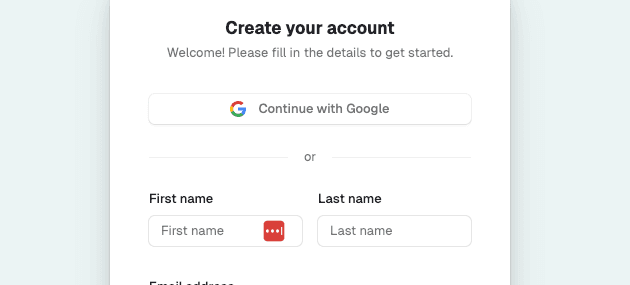 Signup form